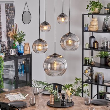 Koyoto lampa wisząca, kula świetlna, lampa wisząca 45 cm przezroczysty, przydymiony, 5-punktowe