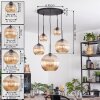 Koyoto lampa wisząca, kula świetlna, lampa wisząca 45 cm bursztynowy, przezroczysty, 5-punktowe