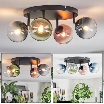 Chehalis lampa sufitowa, kula świetlna niebeieski, zielony, przezroczysty, miedziany, 4-punktowe