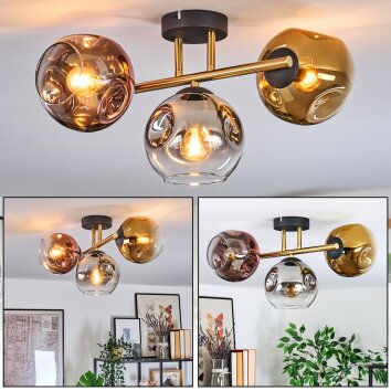 Ripoll lampa sufitowa, kula świetlna złoty, czarny, 3-punktowe