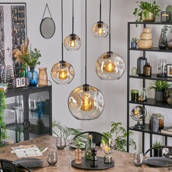 Ripoll lampa wisząca, kula świetlna, lampa wisząca bursztynowy, przezroczysty, 5-punktowe