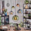 Koyoto lampa wisząca, kula świetlna, lampa wisząca niebeieski, chrom, zielony, przezroczysty, miedziany, przydymiony, 5-punktowe