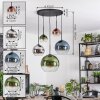 Koyoto lampa wisząca, kula świetlna, lampa wisząca niebeieski, chrom, zielony, przezroczysty, miedziany, przydymiony, 5-punktowe
