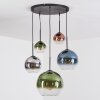 Koyoto lampa wisząca, kula świetlna, lampa wisząca niebeieski, chrom, zielony, przezroczysty, miedziany, przydymiony, 5-punktowe