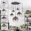 Koyoto lampa wisząca, kula świetlna, lampa wisząca przezroczysty, przydymiony, 5-punktowe