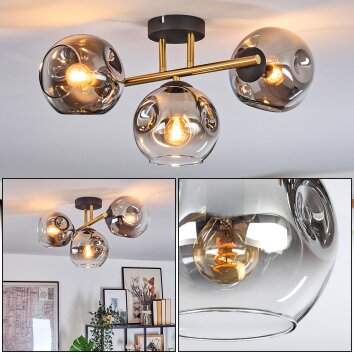 Ripoll lampa sufitowa, kula świetlna złoty, czarny, 3-punktowe