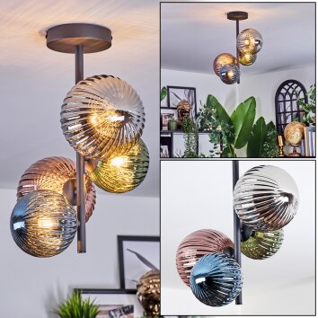 Chehalis lampa sufitowa, kula świetlna niebeieski, zielony, miedziany, przydymiony, 4-punktowe