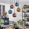 Ripoll lampa wisząca, kula świetlna, lampa wisząca niebeieski, złoty, miedziany, 5-punktowe