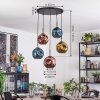 Ripoll lampa wisząca, kula świetlna, lampa wisząca niebeieski, złoty, miedziany, 5-punktowe