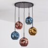 Ripoll lampa wisząca, kula świetlna, lampa wisząca niebeieski, złoty, miedziany, 5-punktowe