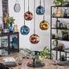 Ripoll lampa wisząca, kula świetlna, lampa wisząca niebeieski, złoty, miedziany, 5-punktowe
