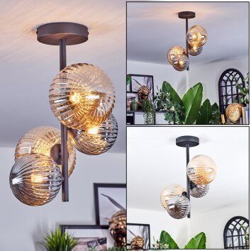 Chehalis lampa sufitowa, kula świetlna bursztynowy, przydymiony, 4-punktowe