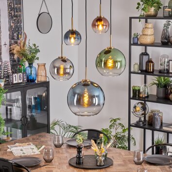 Koyoto lampa wisząca, kula świetlna, lampa wisząca złoty, czarny, 5-punktowe