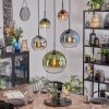 Koyoto lampa wisząca, kula świetlna, lampa wisząca niebeieski, chrom, zielony, przezroczysty, miedziany, przydymiony, 5-punktowe