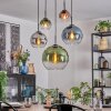 Koyoto lampa wisząca, kula świetlna, lampa wisząca niebeieski, chrom, zielony, przezroczysty, miedziany, przydymiony, 5-punktowe