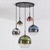 Koyoto lampa wisząca, kula świetlna, lampa wisząca niebeieski, chrom, zielony, przezroczysty, miedziany, przydymiony, 5-punktowe