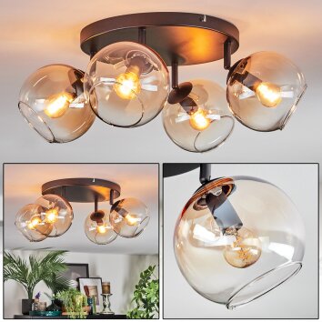 Koyoto lampa sufitowa, kula świetlna bursztynowy, przezroczysty, 4-punktowe
