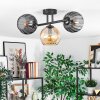 Koyoto Lampa sufitowa, Kula świetlna W kolorze bursztynu, Przydymiony, 3-punktowe