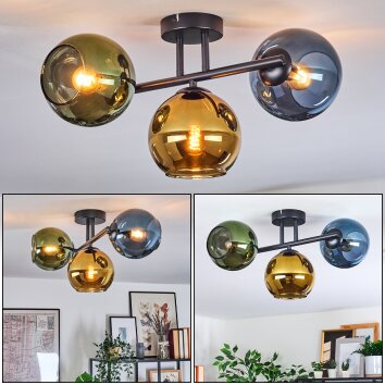 Koyoto lampa sufitowa, kula świetlna niebeieski, złoty, zielony, 3-punktowe