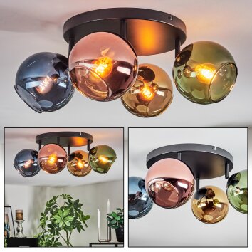 Koyoto lampa sufitowa, kula świetlna niebeieski, złoty, zielony, miedziany, 4-punktowe
