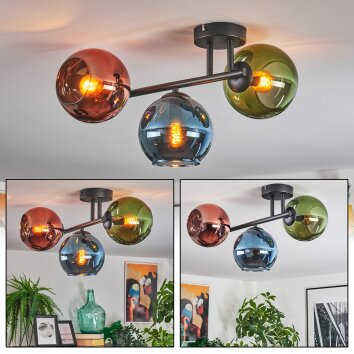 Koyoto lampa sufitowa, kula świetlna niebeieski, zielony, miedziany, 3-punktowe