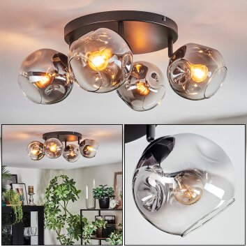 Ripoll Lampa sufitowa, Kula świetlna W kolorze bursztynu, Przezroczysty, 4-punktowe