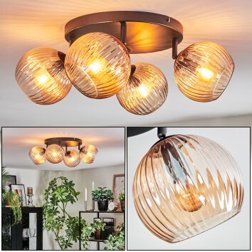 Koyoto lampa sufitowa, kula świetlna bursztynowy, 4-punktowe