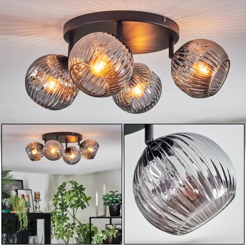 Ripoll lampa sufitowa, kula świetlna przydymiony, 4-punktowe