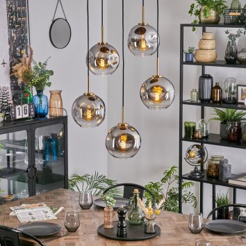 Ripoll lampa wisząca, kula świetlna, lampa wisząca złoty, czarny, 5-punktowe