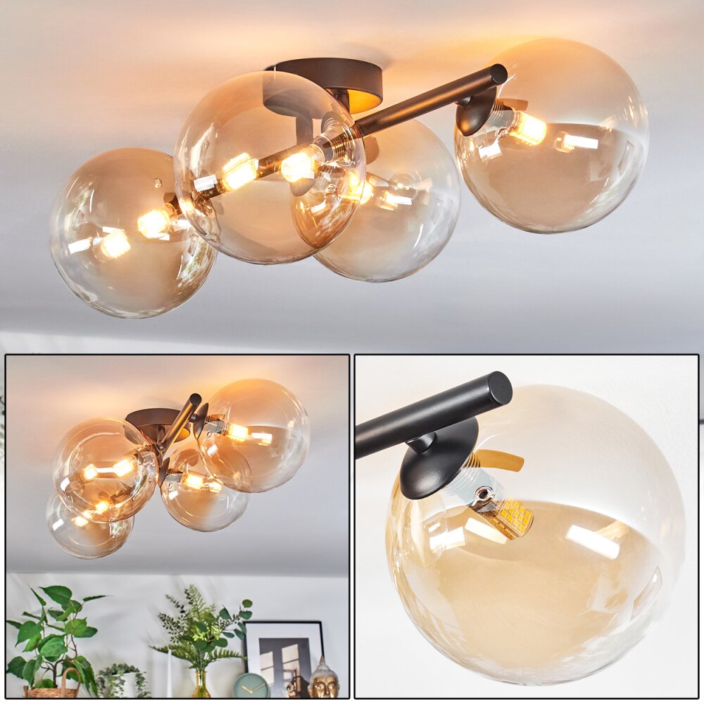 Chehalis Lampa sufitowa, Kula świetlna W kolorze bursztynu, Przezroczysty, 4-punktowe main product photo