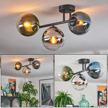 Gastor lampa sufitowa, kula świetlna niebeieski, chrom, zielony, przezroczysty, przydymiony, 3-punktowe