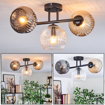 Ripoll Lampa sufitowa, Kula świetlna W kolorze bursztynu, Przezroczysty, Przydymiony, 3-punktowe