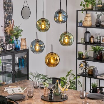 Ripoll Lampa wisząca, Kula świetlna, Lampa wisząca Niebeieski, Złoty, Zielony, 5-punktowe