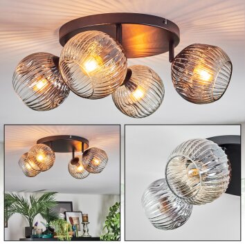 Ripoll lampa sufitowa, kula świetlna bursztynowy, przezroczysty, przydymiony, 4-punktowe