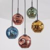 Ripoll lampa wisząca, kula świetlna, lampa wisząca niebeieski, złoty, zielony, miedziany, 5-punktowe