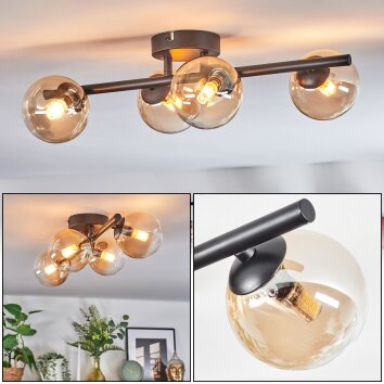 Chehalis Lampa sufitowa, Kula świetlna W kolorze bursztynu, Przezroczysty, 4-punktowe