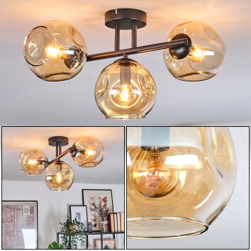 Ripoll Lampa sufitowa, Kula świetlna W kolorze bursztynu, 3-punktowe
