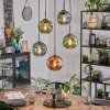 Ripoll lampa wisząca, kula świetlna, lampa wisząca niebeieski, zielony, miedziany, 5-punktowe