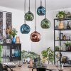 Ripoll lampa wisząca, kula świetlna, lampa wisząca niebeieski, zielony, miedziany, 5-punktowe