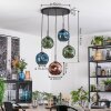 Ripoll lampa wisząca, kula świetlna, lampa wisząca niebeieski, zielony, miedziany, 5-punktowe