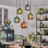 Ripoll lampa wisząca, kula świetlna, lampa wisząca niebeieski, zielony, miedziany, 5-punktowe
