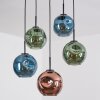 Ripoll lampa wisząca, kula świetlna, lampa wisząca niebeieski, zielony, miedziany, 5-punktowe
