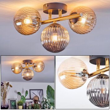 Chehalis lampa sufitowa, kula świetlna złoty, czarny, 3-punktowe