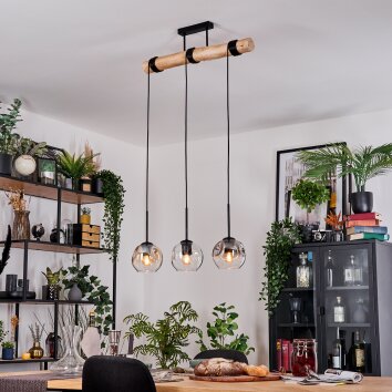 Ripoll lampa wisząca, kula świetlna, lampa wisząca kolory naturalne, czarny, 3-punktowe