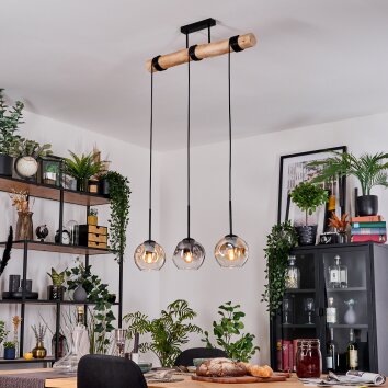 Ripoll lampa wisząca, kula świetlna, lampa wisząca kolory naturalne, czarny, 3-punktowe