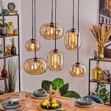 Apedo lampa wisząca, lampa wisząca bursztynowy, 6-punktowe