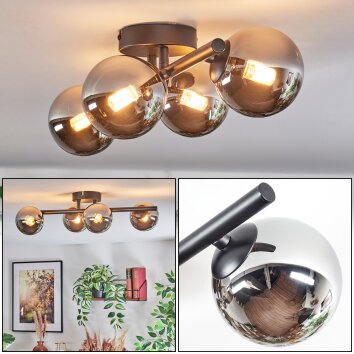 Chehalis Lampa sufitowa, Kula świetlna Chrom, Przydymiony, 4-punktowe