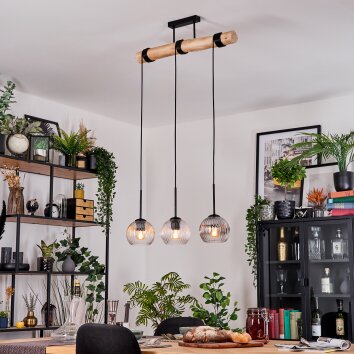 Koyoto lampa wisząca, kula świetlna, lampa wisząca kolory naturalne, czarny, 3-punktowe