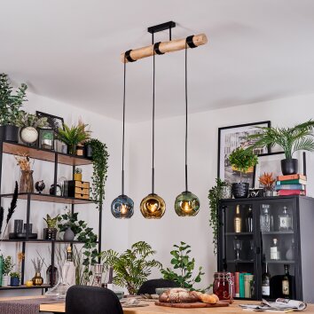 Ripoll lampa wisząca, kula świetlna, lampa wisząca kolory naturalne, czarny, 3-punktowe