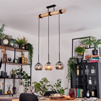 Ripoll lampa wisząca, kula świetlna, lampa wisząca kolory naturalne, czarny, 3-punktowe